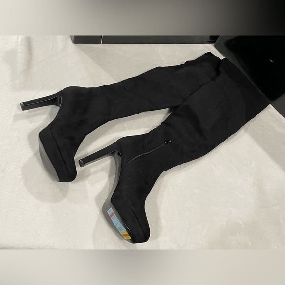 Nine West Gotcha Black Over-the-Knee Platform Boots Sz 8 BNWOB - Picture 8 of 8